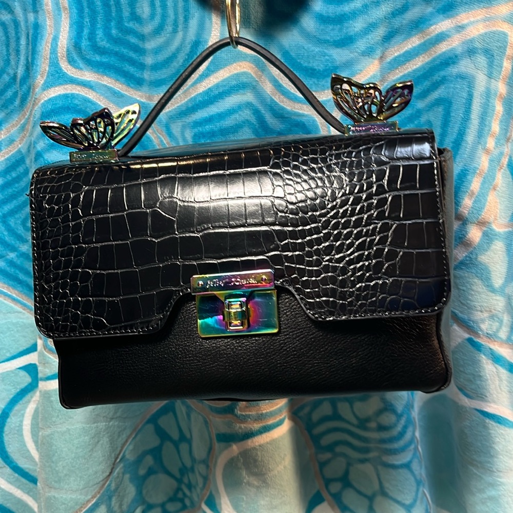 Betsy Johnson handbag.. black with butterflies